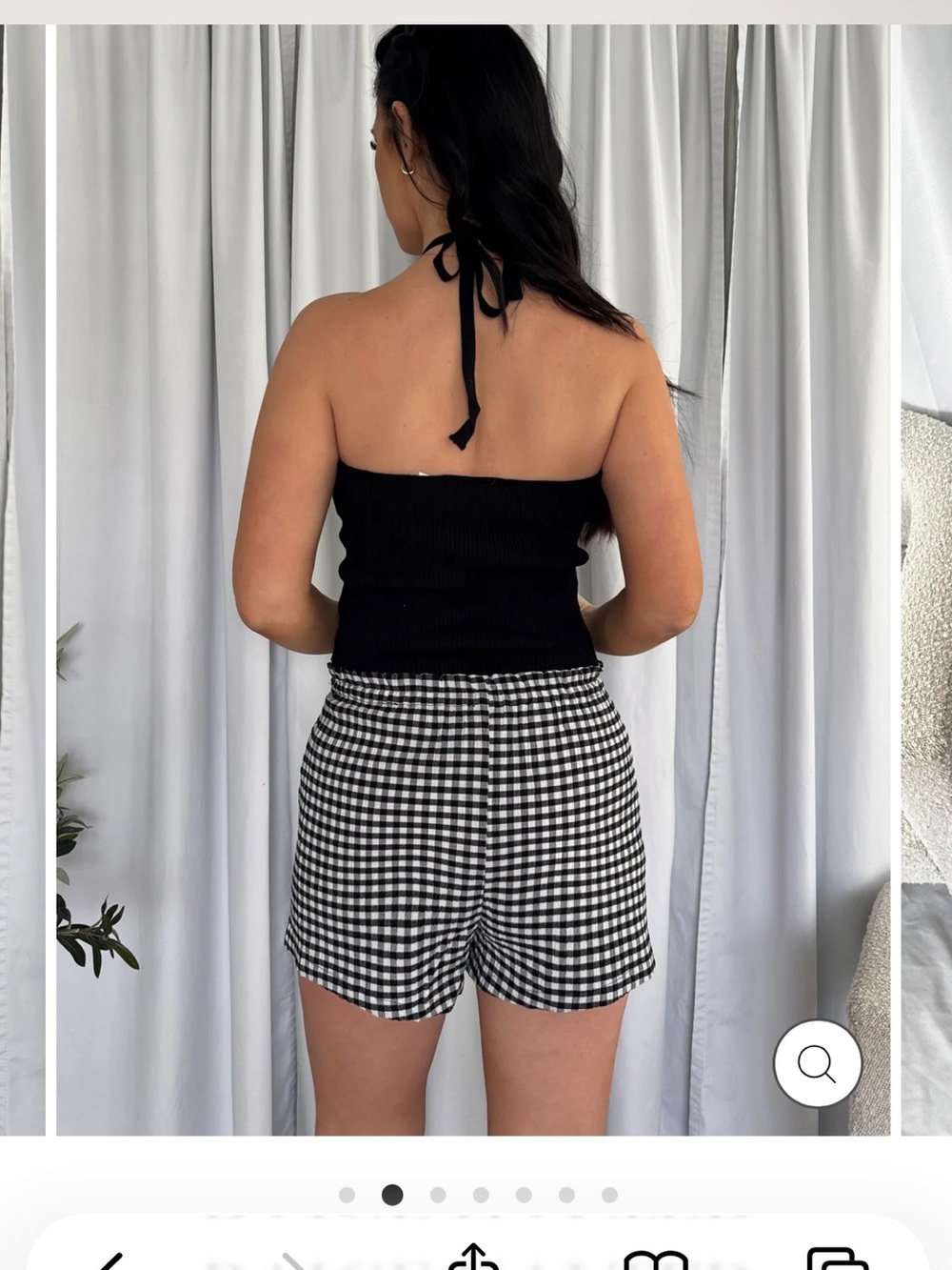 Black Ribbed Button Halter Top - Picture 4 of 7
